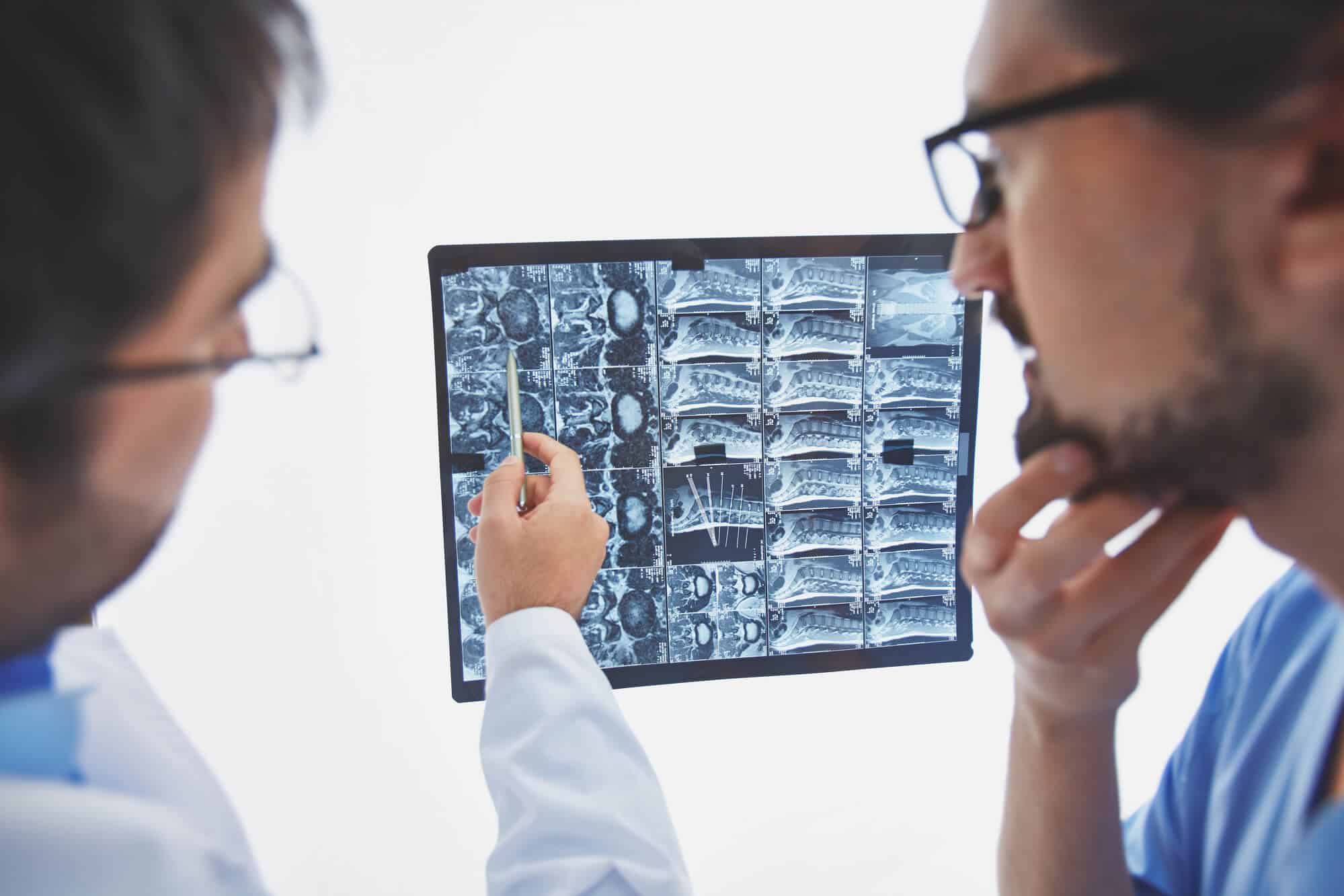 Radiologists looking at an x-ray