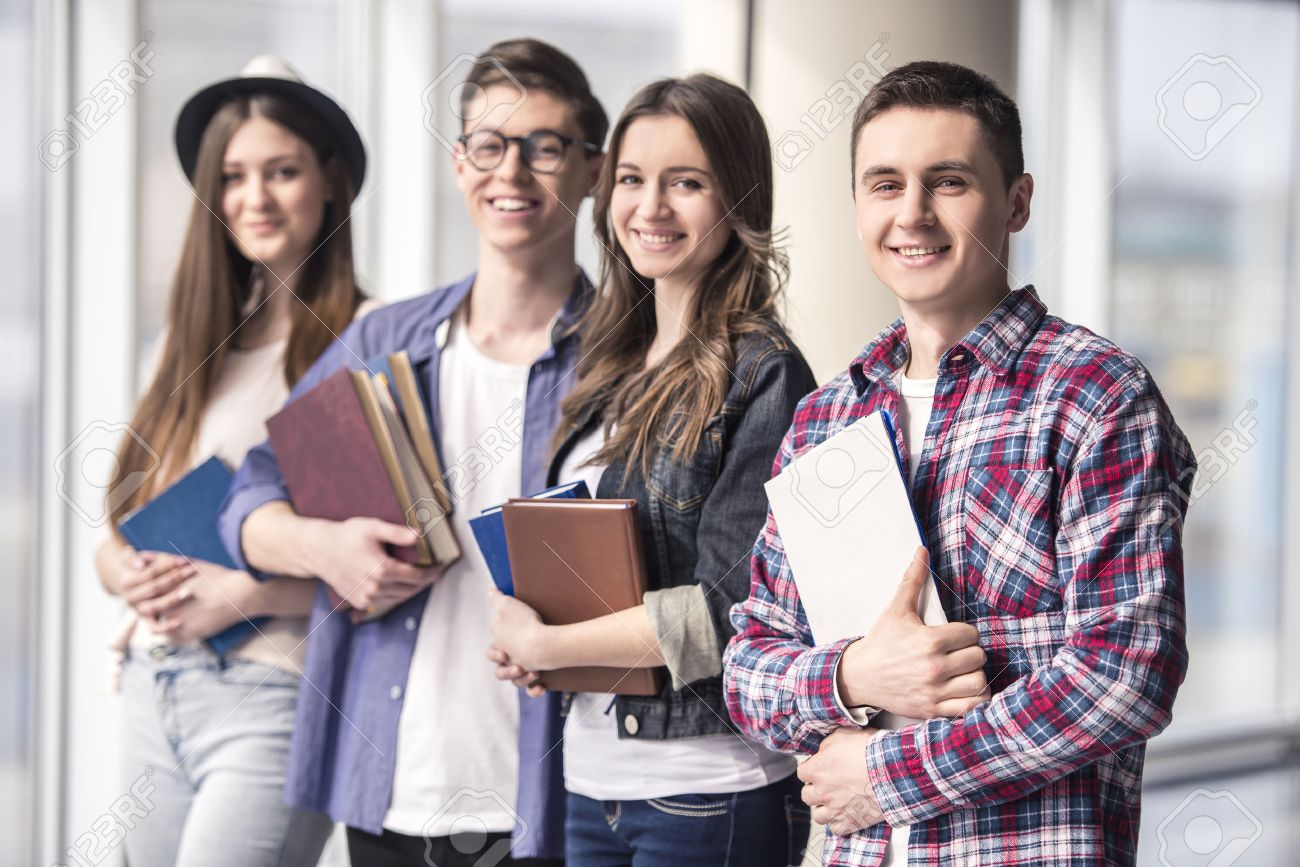 Group Of Happy Young Students In A University. Stock Photo, Picture And  Royalty Free Image. Image 38294675.