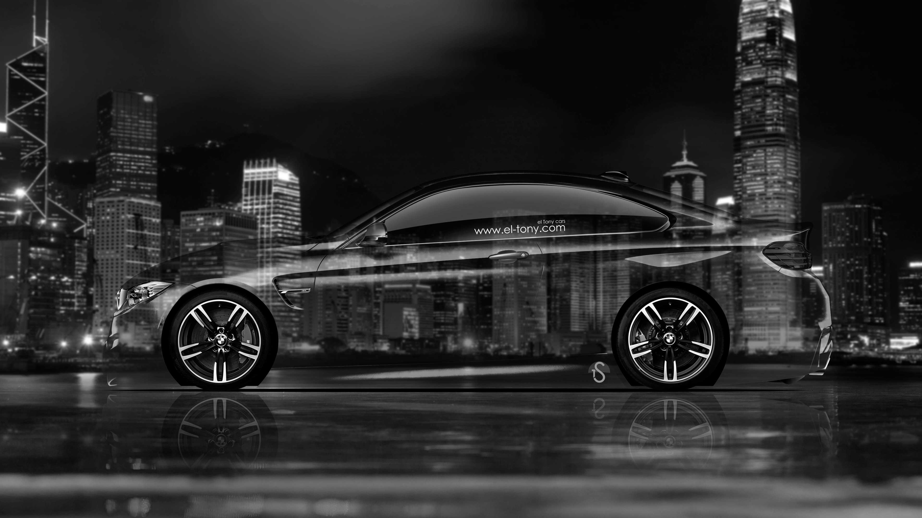 BMW-M4-Coupe-Side-Crystal-City-Car-2014-Black-White-4K-Wallpapers-design-by-Tony-Kokhan-www.el-tony.com_