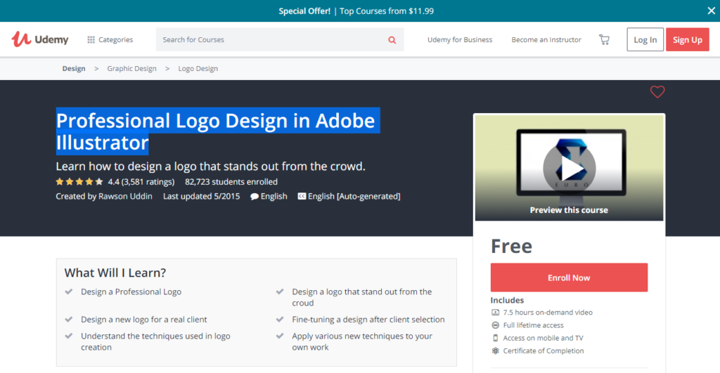 Udemy - Free Graphic Design Course Logo Design in Adobe Illustrator