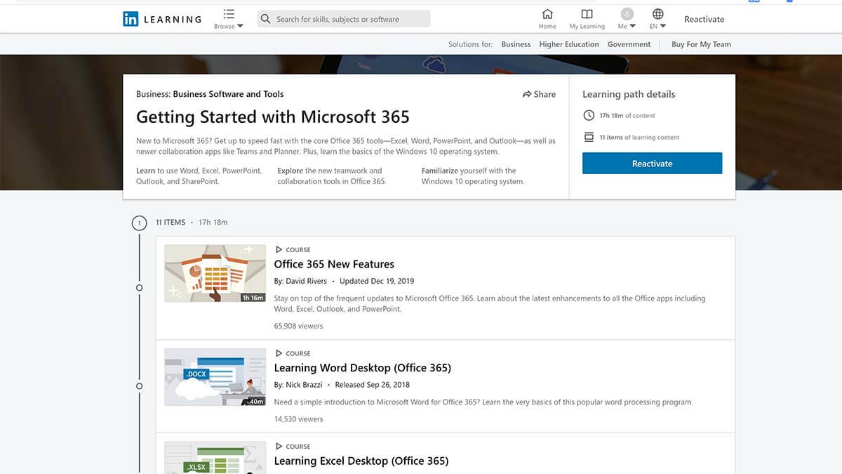 Best Overall: Getting Started with Microsoft 365 (LinkedIn Learning)
