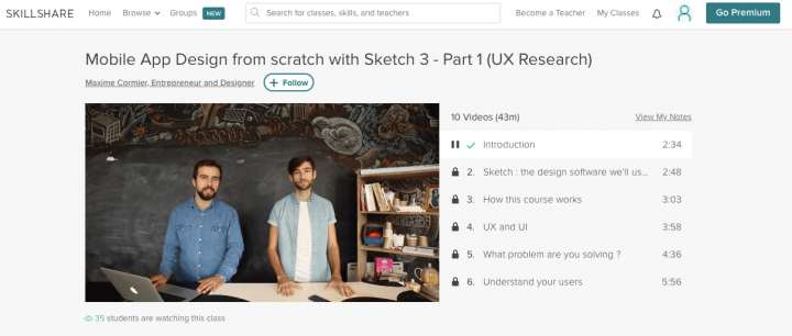 Best UX course online: Sketch screenshot