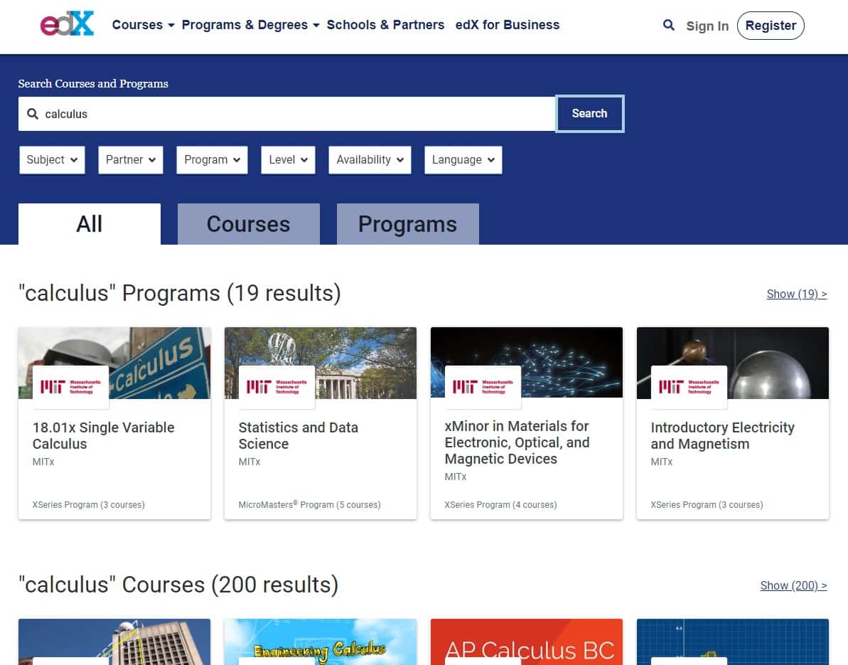 edx learn calculus lessons online