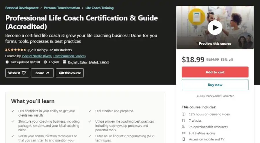 Professional Life Coach Certification & Guide (Accredited)