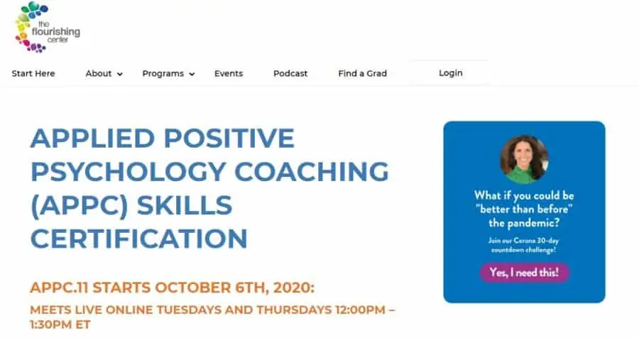 Applied Positive Psychology Coaching (APPC) Skills Certification